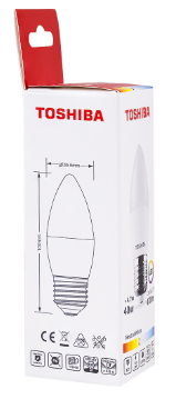 Lâmpada LED E27 C37 4,7W 4000K 470Lm - TOSHIBA