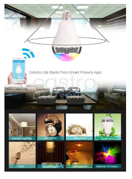 Lampada LED E27 RGB 6W c/ Coluna Incorporada 3W Bluetooth