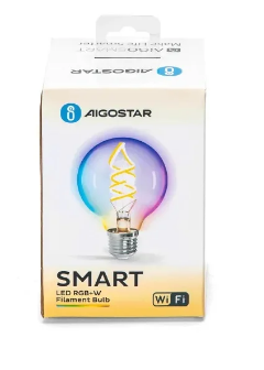 Lâmpada LED Filamento Smart Wi-Fi/Bluetooth E27 G80 220V 5W RGB + 2700K 420Lm