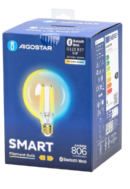 Lâmpada LED Inteligente E27 G125 Filamento Mesh Bluetooth 6W 2700K~6500K 806Lm (Âmbar)