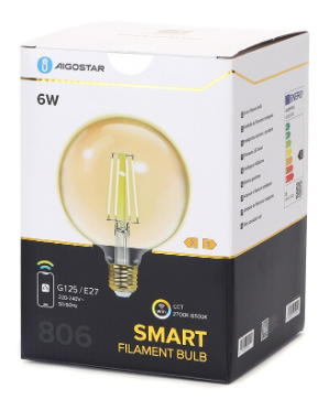Lâmpada LED Inteligente E27 G125 Filamento Smart Wi-Fi 220V 6W 2700K ~ 6500K 806Lm (Âmbar)