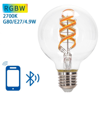Lâmpada LED Inteligente E27 G80 Filamento Mesh Bluetooth 4,9W 2700K 470Lm (Transparente)