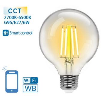 Lâmpada LED Inteligente E27 G95 Filamento Smart Wi-Fi 220V 6W 2700K ~ 6500K 850Lm (Transparente)