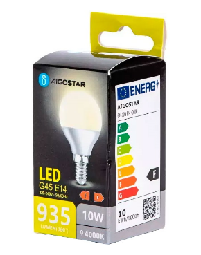 Lâmpada LED Opalina 220V E14 G45 10W Branco 4000K 935Lm