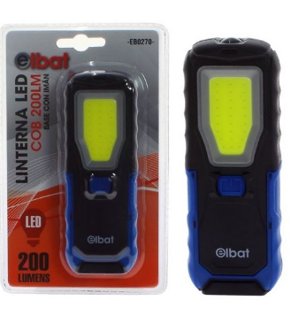 Lanterna LED COB 200Lm c/ Base Magnética - ELBAT