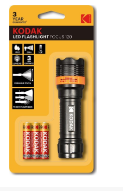 Lanterna LED FOCUS120 30Lm + 3 Pilhas AAA R03 - KODAK