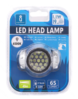 Lanterna de Cabeça c/ 19 LEDs - 3x AAA