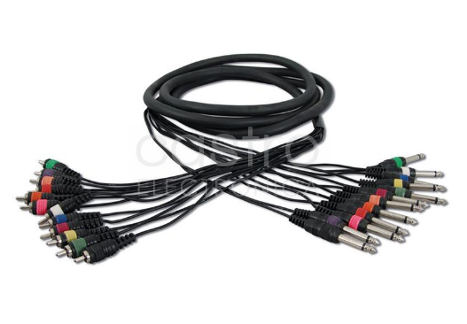 Mangueira 12 Cabos (RCA macho - Jack 6,5mm mono) 3 mts