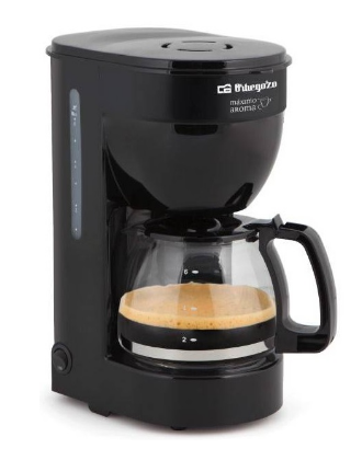 Máquina Café Filtro 600W (6 Chavenas) Preto - ORBEGOZO