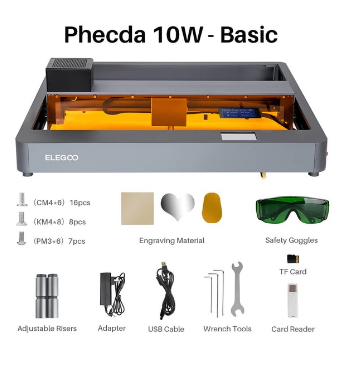 Máquina de Gravação a Laser Phecda 10W (400 x 400 mm) - ELEGOO