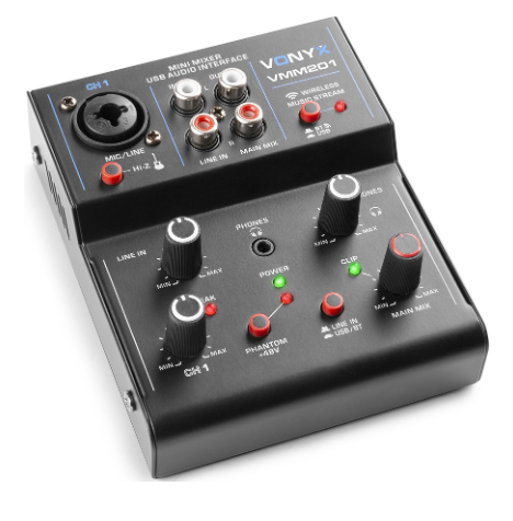 Mesa de Mistura 2 Canais com USB Audio (VMM201) - VONYX