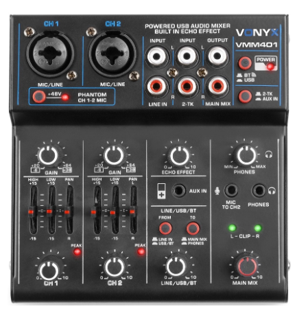 Mesa de Mistura 4 Canais com USB Audio (VMM401) - VONYX
