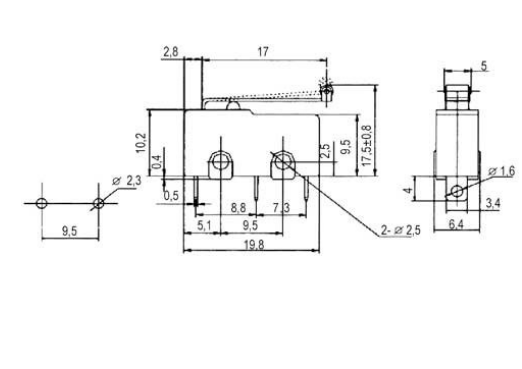 Micro Switch Miniatura c/ Patilha 17mm