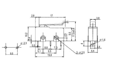 Micro Switch Miniatura c/ Patilha 17mm