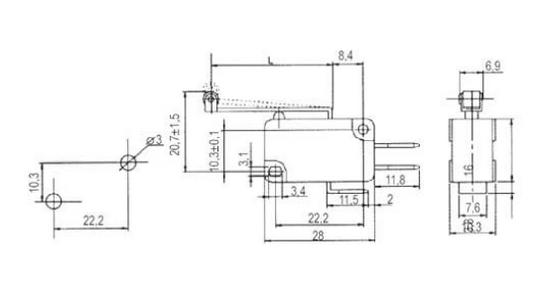 Micro Switch c/ Patilha R26mm