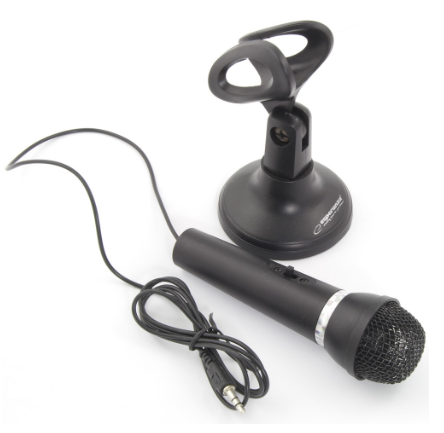 Microfone c/ Suporte p/ PC Jack 3,5mm (1,5 mts) - ESPERANZA