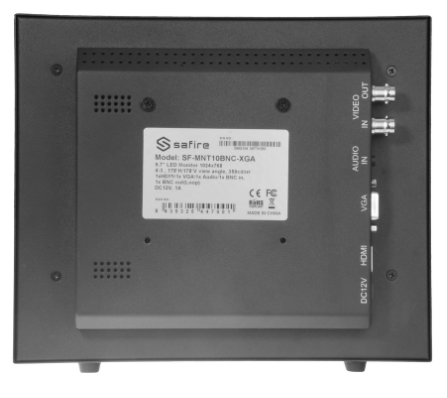 Monitor CCTV SF-MNT10BNC-XGA 10" HD (Preto) - SAFIRE