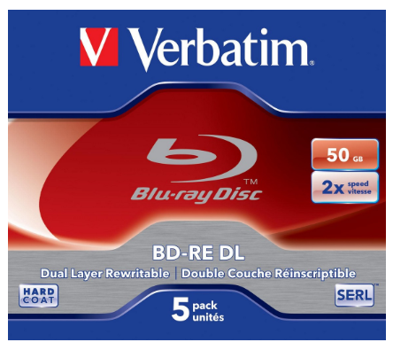 Pack 5x Blu-Ray BD-RE DL 50GB 2x - VERBATIM