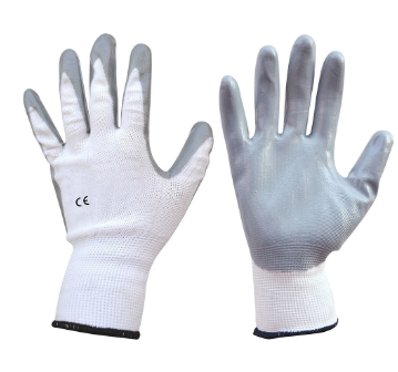 Par Luvas de Protecção em Nylon e Revestimento Nitrilo Branco (Tamanho 7)