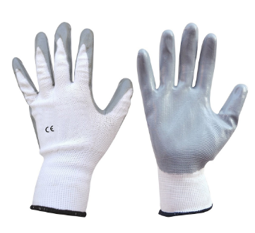 Par Luvas de Protecção em Nylon e Revestimento Nitrilo Branco (Tamanho 9)