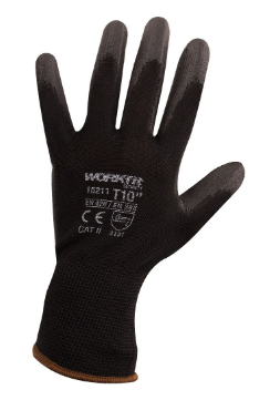 Par Luvas de Protecção em Nylon e Revestimento Poliuretano Preto (Tamanho 7) - WORKFIT