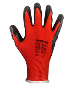 Par Luvas de Protecção em Poliéster e Revestimento Latex Vermelho (Tamanho 9) - WORKFIT