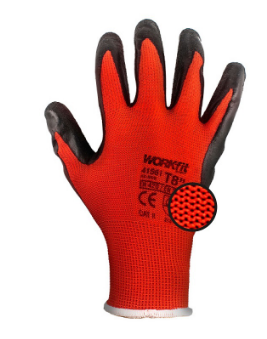 Par Luvas de Protecção em Poliéster e Revestimento Latex Vermelho (Tamanho 9) - WORKFIT
