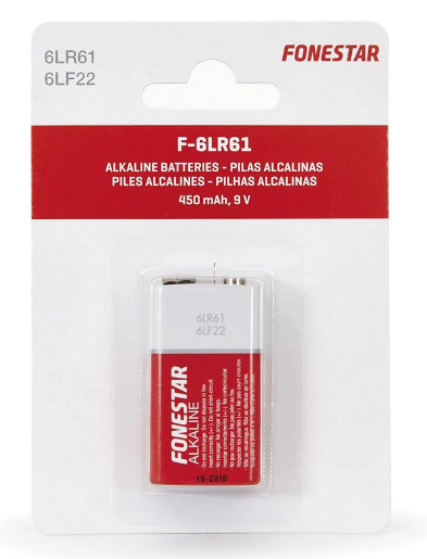 Pilha Alcalina 9V 6LR61 - FONESTAR