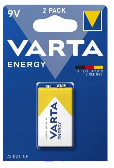 Pilha Alcalina Energy 9V 6LR61 (Industrial) - VARTA
