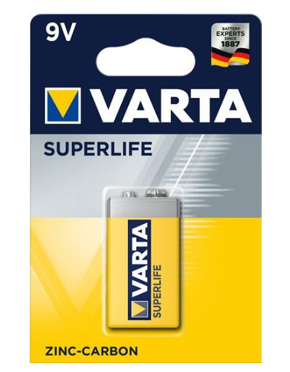 Pilha SuperLife 9V 6F22 Zinco-Carbono - VARTA