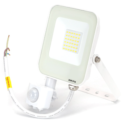 Projector LED Slim IP65 220V Branco 4000K 20W 1800Lm c/ Sensor (Branco)