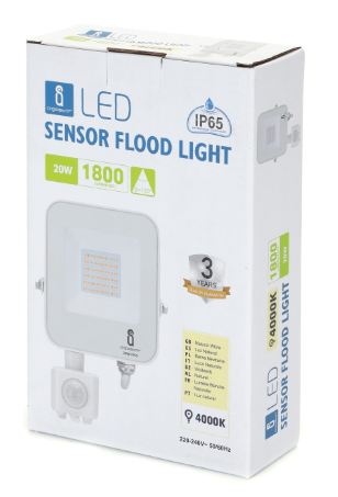 Projector LED Slim IP65 220V Branco 4000K 20W 1800Lm c/ Sensor (Branco)
