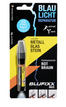 Recarga de Cola Reparadora Metal, Vidro e Pedra (MGS) Castanho-a-Vermelhado 5g - BLUFIXX