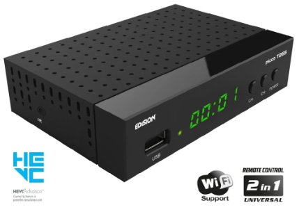 Receptor DVB-T2/C (TDT+Cabo) H.265 Full HD c/ USB - EDISION PICCO T265+