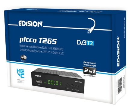 Receptor DVB-T2/C (TDT+Cabo) H.265 Full HD c/ USB - EDISION PICCO T265+