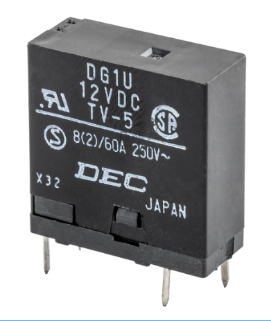 Relé 12V CC 1 Contacto 8A (24x25x9,8mm)