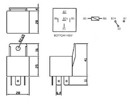 Relé 12VDC Inversor Unipolar 30A/40A