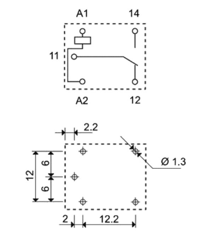 Relé SPDT 24V CC 10A Contacto Simples - FINDER