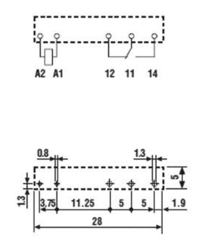 Relé SPDT 24VDC 6A Contacto Simples (25x5x15mm) - FINDER