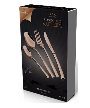 Set de Talheres 16 Peças Aço Inoxidável (Mirror Rose Gold) - BERLINGER HAUS