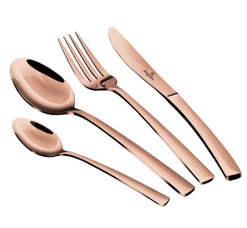 Set de Talheres 24 Peças Aço Inoxidável (Mirror Rose Gold) - BERLINGER HAUS