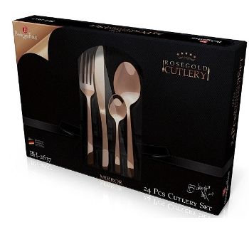 Set de Talheres 24 Peças Aço Inoxidável (Mirror Rose Gold) - BERLINGER HAUS