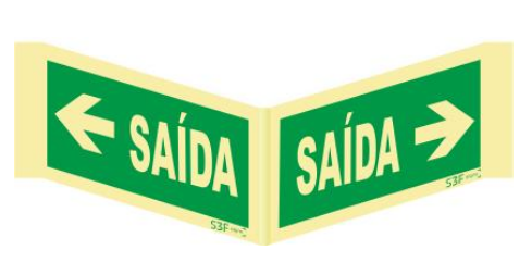 Sinais Panorâmicos - Fotoluminescente 2F. (45º com a Parede) 200x100mm