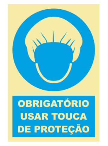 Sinal de Obrigação de Uso Touca de Protecção - Fotoluminescente (150mmx200mm)
