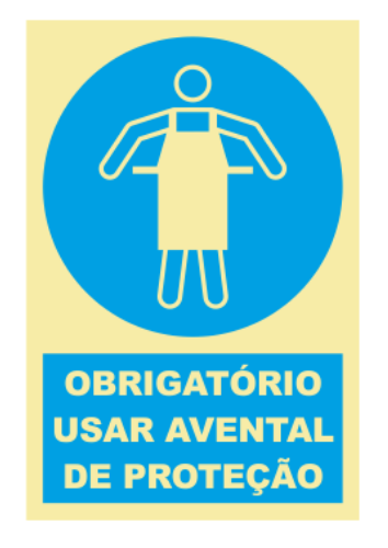 Sinal de Obrigação de Uso de Avental de Protecção - Fotoluminescente (150mmx200mm)