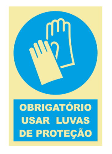 Sinal de Obrigação de Uso de Luvas de Protecção - Fotoluminescente (150mmx200mm)