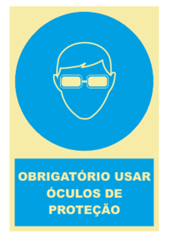 Sinal de Obrigação de Uso de Óculos de Protecção - Fotoluminescente (150mmx200mm)