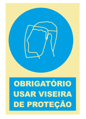 Sinal de Obrigação de Uso de Viseira de Protecção - Fotoluminescente (150mmx200mm)