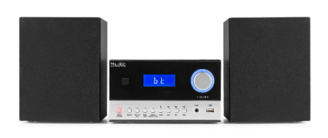 Sistema Hi-Fi Arles 50W Bluetooh/CD/DAB+/FM/USB (Preto/Prateado) - AUDIZIO
