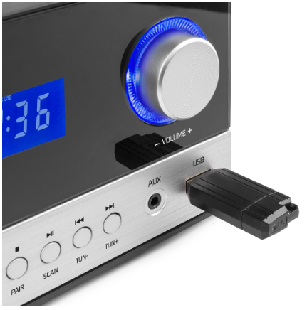 Sistema Hi-Fi Arles 50W Bluetooh/CD/DAB+/FM/USB (Preto/Prateado) - AUDIZIO